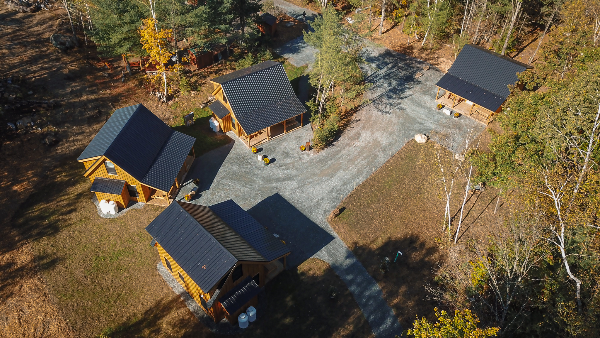 Aerial view of Swiftwater Cabin Getaways - 4 cabins in Bath, New Hampshire